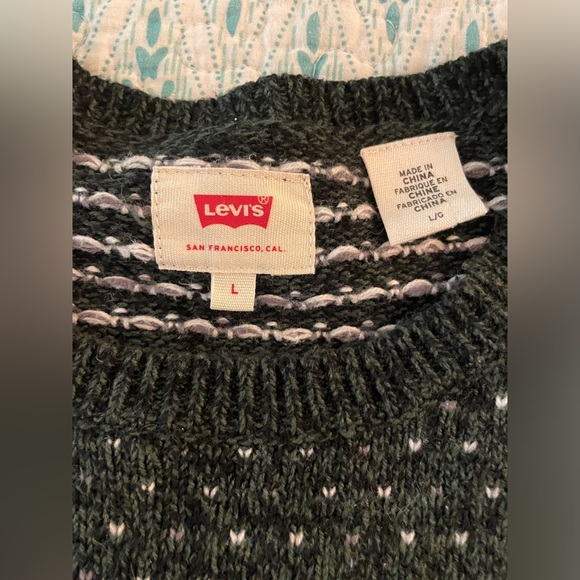 Levi’s Men’s Dark Green Fall Winter Detailed Polka Dot Sweater - Picture 5 of 6